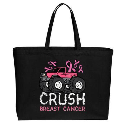 Crush Breast Cancer Awareness Monster Truck Cotton Canvas Jumbo Tote