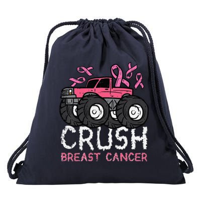 Crush Breast Cancer Awareness Monster Truck Drawstring Bag