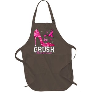 Crush Breast Cancer Awareness Bling Pink Ribbon Full-Length Apron With Pockets