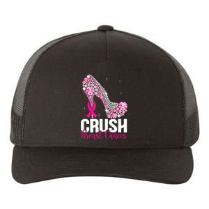 Crush Breast Cancer Awareness Bling Pink Ribbon Yupoong Adult 5-Panel Trucker Hat