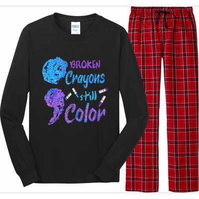 Cool Broken Crayons Still Color Suicide Prevention Awareness Long Sleeve Pajama Set