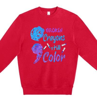 Cool Broken Crayons Still Color Suicide Prevention Awareness Premium Crewneck Sweatshirt