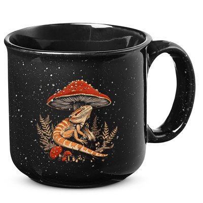 Cute Bearded Dragon Lizard Cottagecore Aesthetic Mushroom 15oz Campfire Ceramic Mug