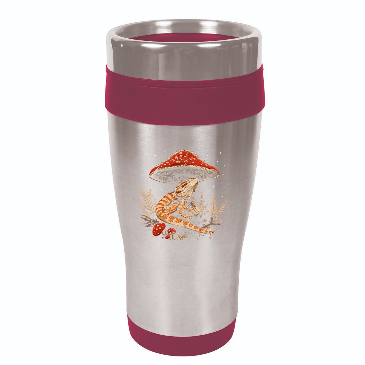 Cute Bearded Dragon Lizard Cottagecore Aesthetic Mushroom 16oz Travel Tumbler