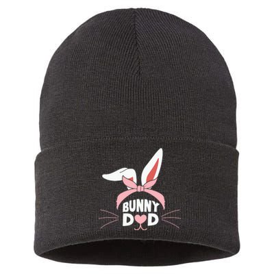 Cute Bunny Daddy Easter Dad Bunny Ears Father's Day Easter Day Sustainable Knit Beanie