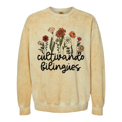 Cultivando Bilingues Dual Language Crew Bilingual Teacher Colorblast Crewneck Sweatshirt