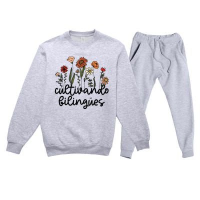 Cultivando Bilingues Dual Language Crew Bilingual Teacher Premium Crewneck Sweatsuit Set