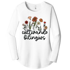 Cultivando Bilingues Dual Language Crew Bilingual Teacher Women's Perfect Tri Tunic Long Sleeve Shirt