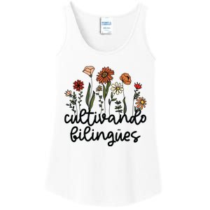 Cultivando Bilingues Dual Language Crew Bilingual Teacher Ladies Essential Tank