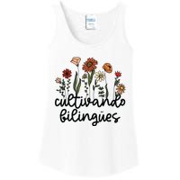 Cultivando Bilingues Dual Language Crew Bilingual Teacher Ladies Essential Tank