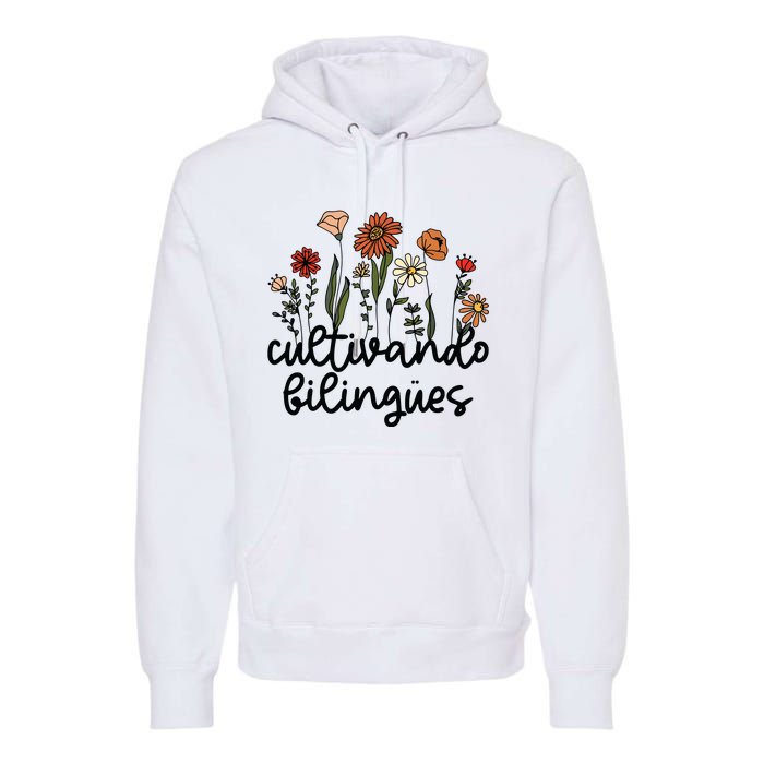 Cultivando Bilingues Dual Language Crew Bilingual Teacher Premium Hoodie