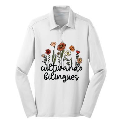 Cultivando Bilingues Dual Language Crew Bilingual Teacher Silk Touch Performance Long Sleeve Polo