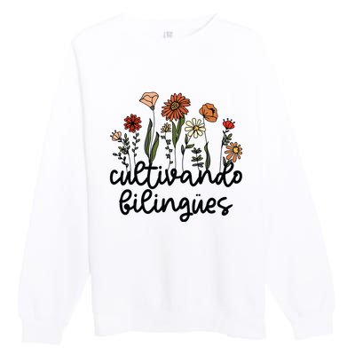 Cultivando Bilingues Dual Language Crew Bilingual Teacher Premium Crewneck Sweatshirt