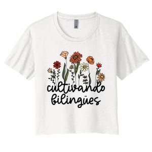 Cultivando Bilingues Dual Language Crew Bilingual Teacher Women's Crop Top Tee