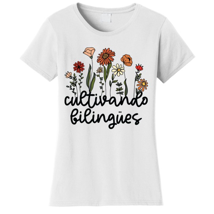 Cultivando Bilingues Dual Language Crew Bilingual Teacher Women's T-Shirt