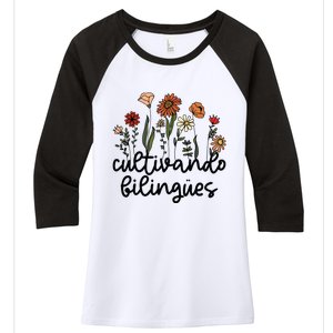 Cultivando Bilingues Dual Language Crew Bilingual Teacher Women's Tri-Blend 3/4-Sleeve Raglan Shirt