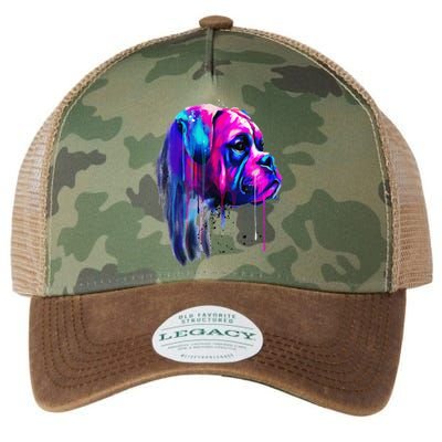 Colorful Boxer Dog Art Watercolor Legacy Tie Dye Trucker Hat