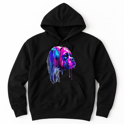 Colorful Boxer Dog Art Watercolor Hoodie