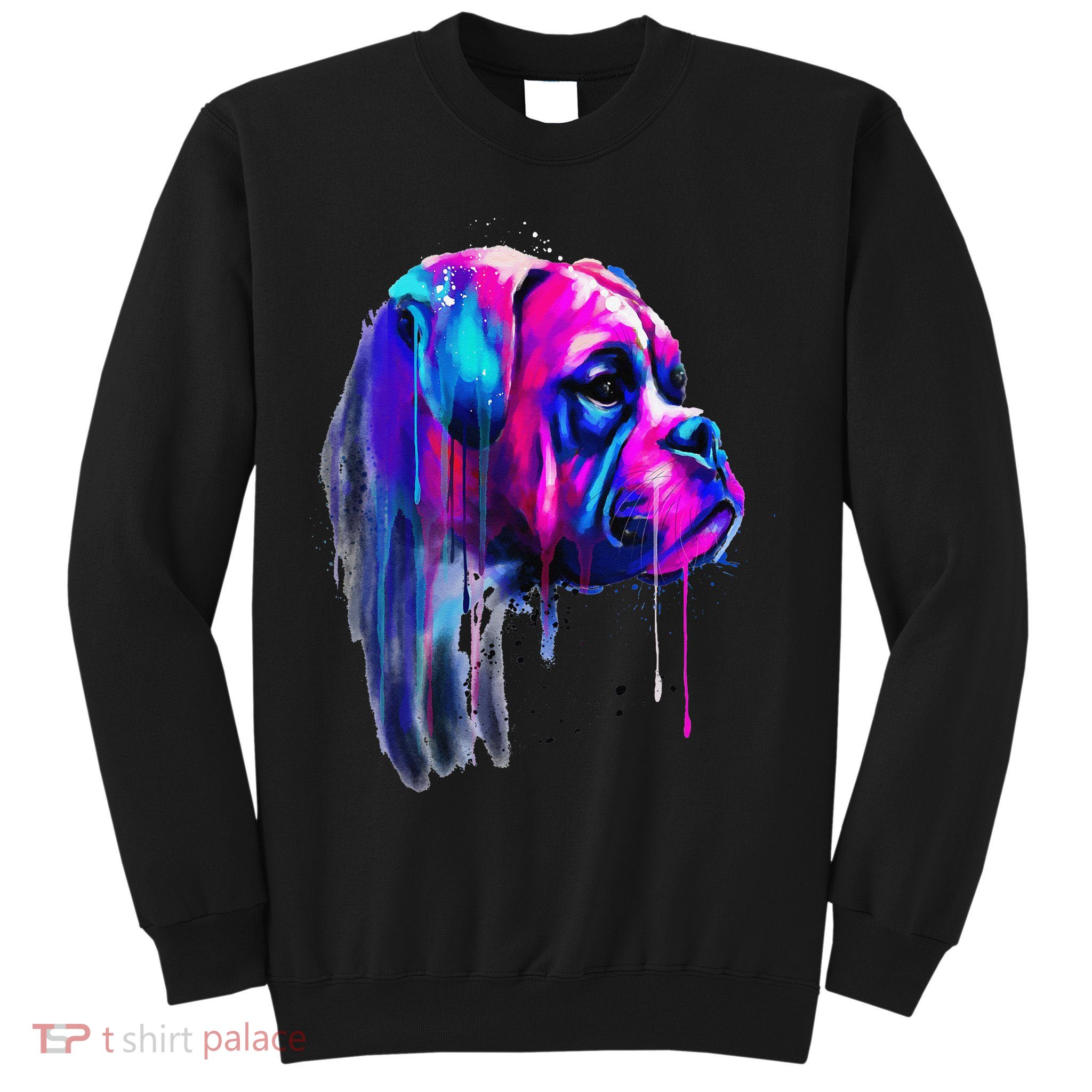 Colorful Boxer Dog Art Watercolor Sweatshirt