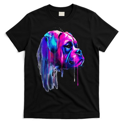 Colorful Boxer Dog Art Watercolor T-Shirt