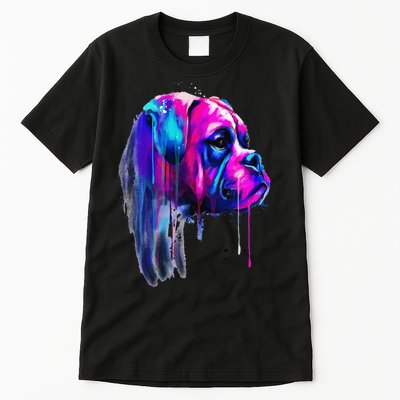Colorful Boxer Dog Art Watercolor Tall T-Shirt