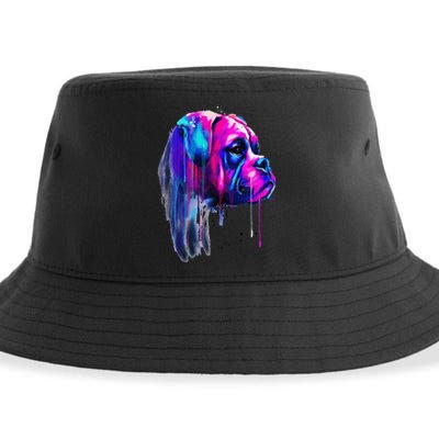 Colorful Boxer Dog Art Watercolor Sustainable Bucket Hat