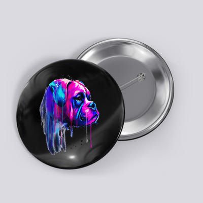 Colorful Boxer Dog Art Watercolor Button