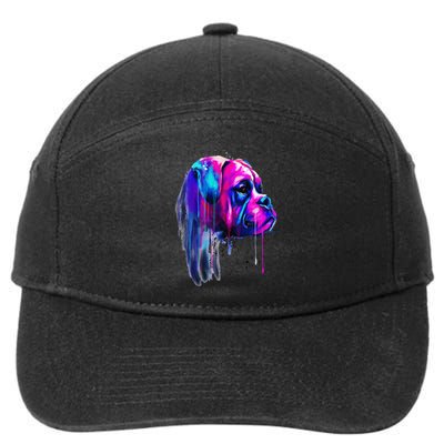 Colorful Boxer Dog Art Watercolor 7-Panel Snapback Hat