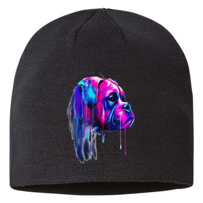 Colorful Boxer Dog Art Watercolor Sustainable Beanie