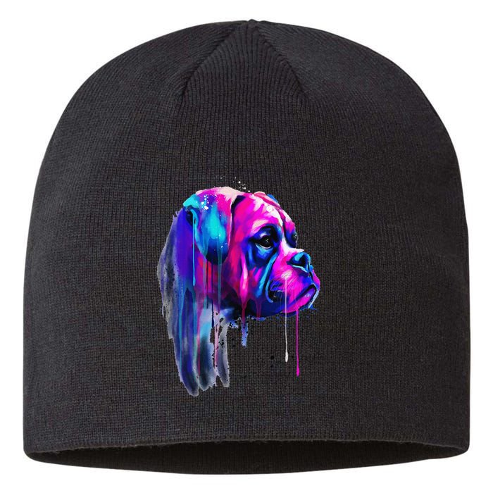 Colorful Boxer Dog Art Watercolor Sustainable Beanie