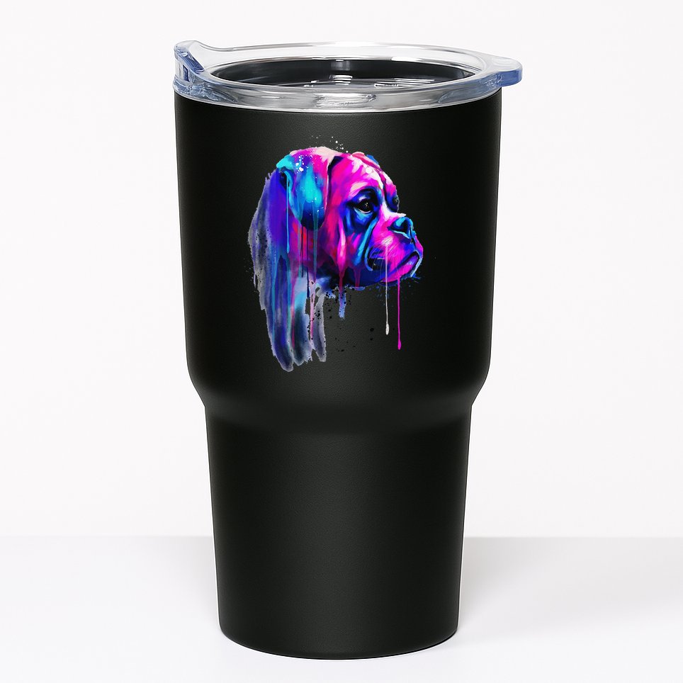 Colorful Boxer Dog Art Watercolor Tumbler
