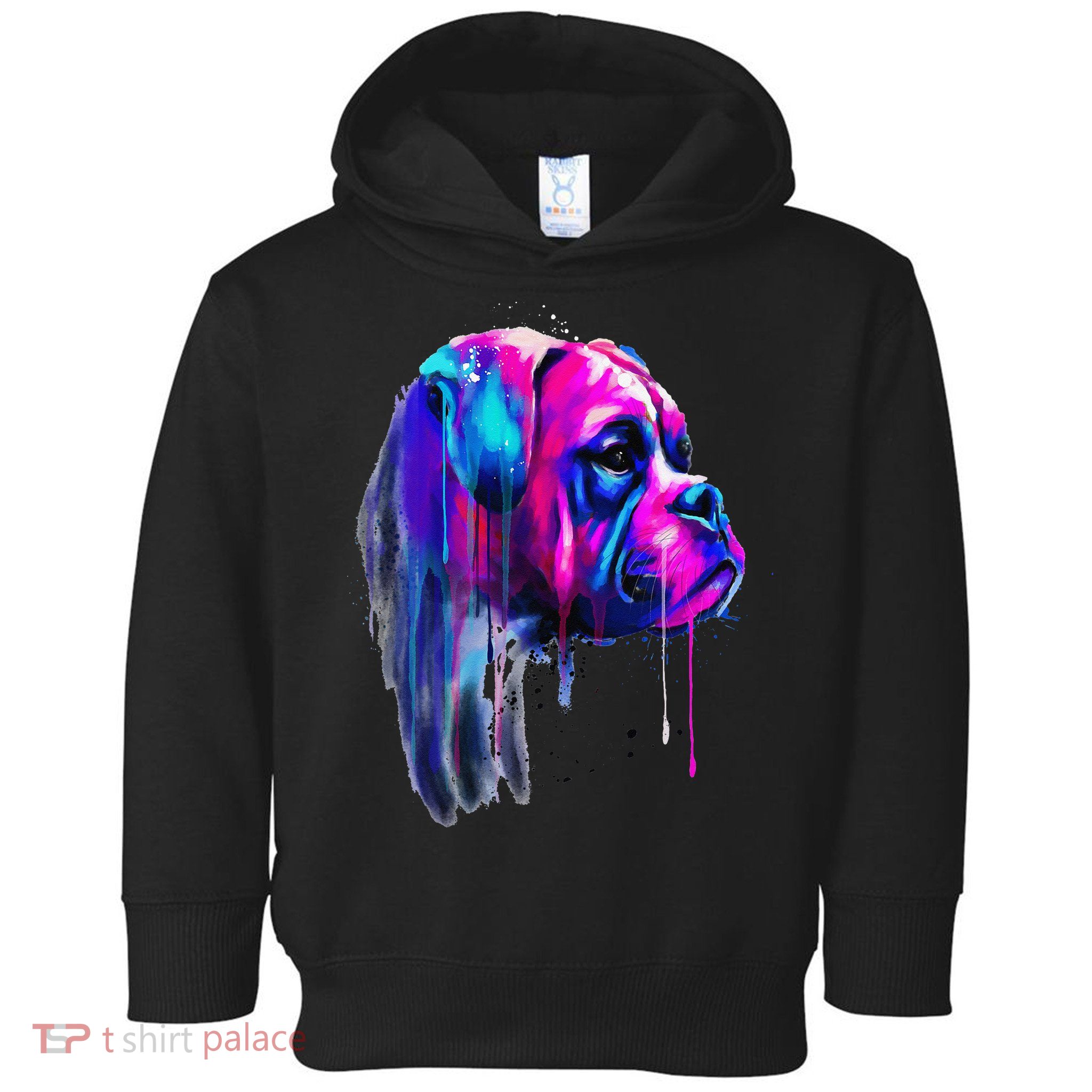 Colorful Boxer Dog Art Watercolor Toddler Hoodie