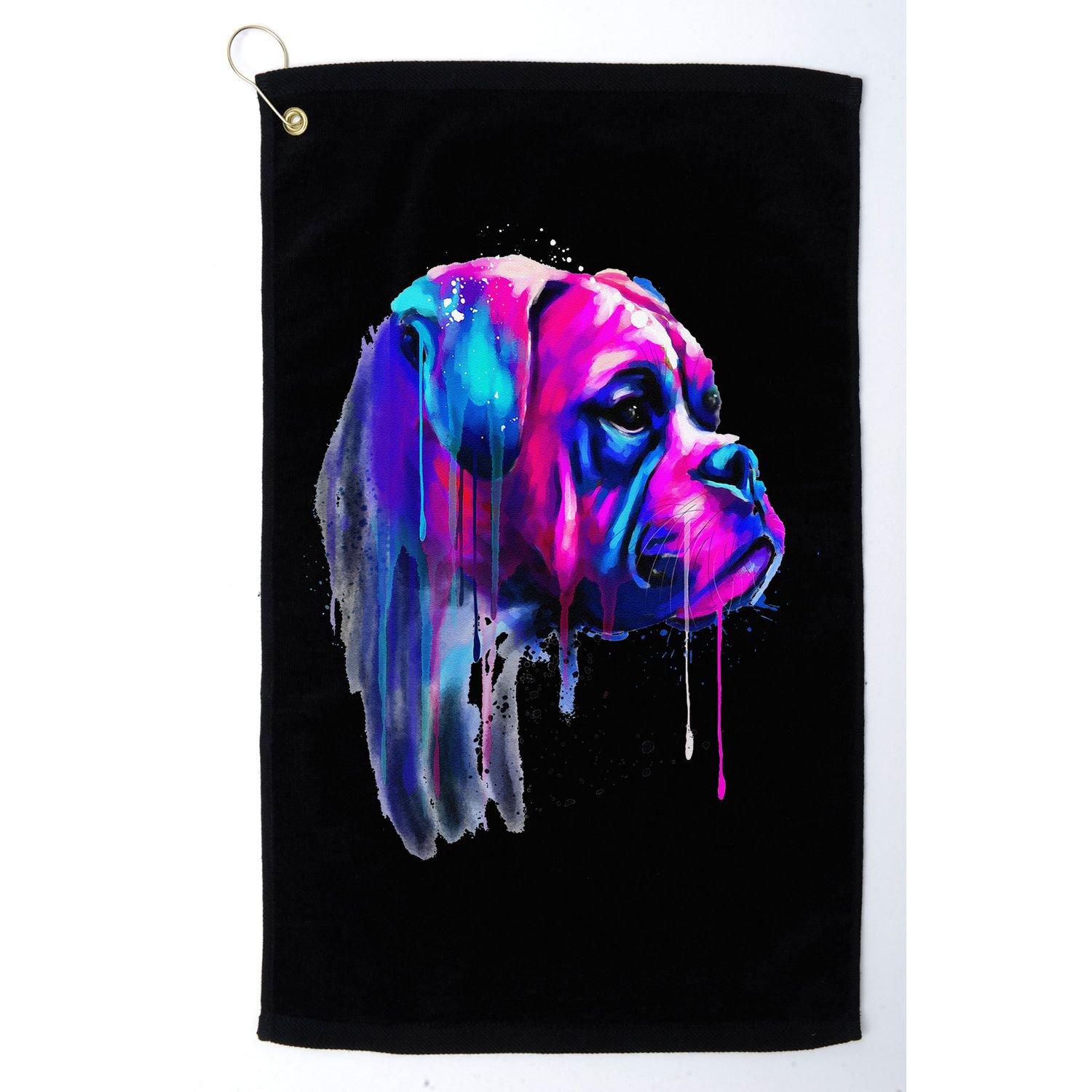 Colorful Boxer Dog Art Watercolor Golf Towel