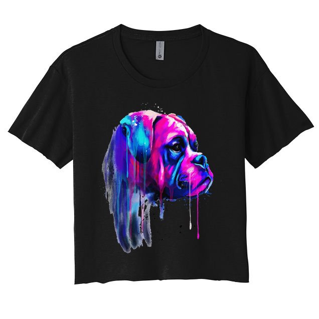 Colorful Boxer Dog Art Watercolor Crop Top