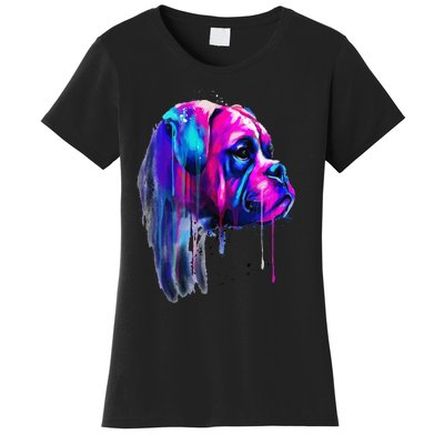 Colorful Boxer Dog Art Watercolor Women's T-Shirt