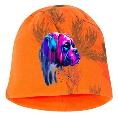 Colorful Boxer Dog Art Watercolor Kati - Camo Knit Beanie