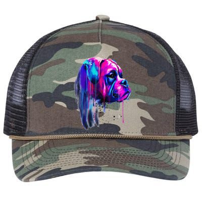 Colorful Boxer Dog Art Watercolor Retro Rope Trucker Hat Cap