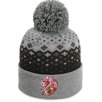 Coquette Bow Disco Funny Football Game Day Touchdown Season Gift The Baniff Cuffed Pom Beanie