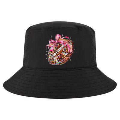 Coquette Bow Disco Funny Football Game Day Touchdown Season Gift Cool Comfort Performance Bucket Hat