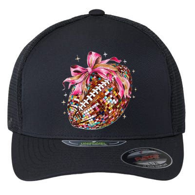 Coquette Bow Disco Funny Football Game Day Touchdown Season Gift Flexfit Unipanel Trucker Cap