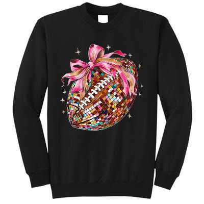 Coquette Bow Disco Funny Football Game Day Touchdown Season Gift Sweatshirt