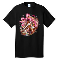 Coquette Bow Disco Funny Football Game Day Touchdown Season Gift Tall T-Shirt