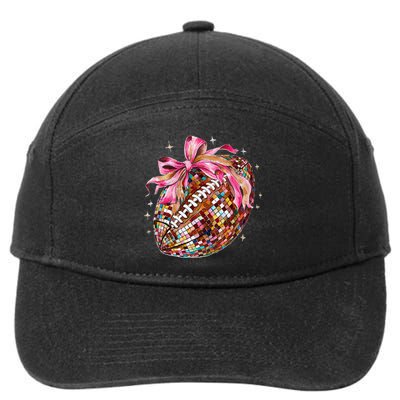 Coquette Bow Disco Funny Football Game Day Touchdown Season Gift 7-Panel Snapback Hat