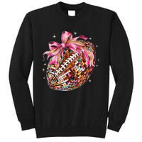 Coquette Bow Disco Funny Football Game Day Touchdown Season Gift Tall Sweatshirt