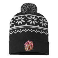 Coquette Bow Disco Funny Football Game Day Touchdown Season Gift USA-Made Snowflake Beanie