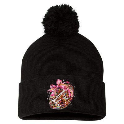 Coquette Bow Disco Funny Football Game Day Touchdown Season Gift Pom Pom 12in Knit Beanie