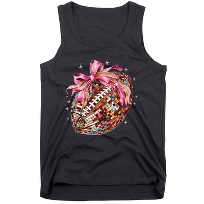 Coquette Bow Disco Funny Football Game Day Touchdown Season Gift Tank Top