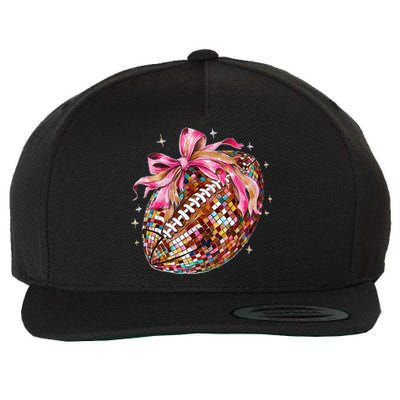 Coquette Bow Disco Funny Football Game Day Touchdown Season Gift Wool Snapback Cap