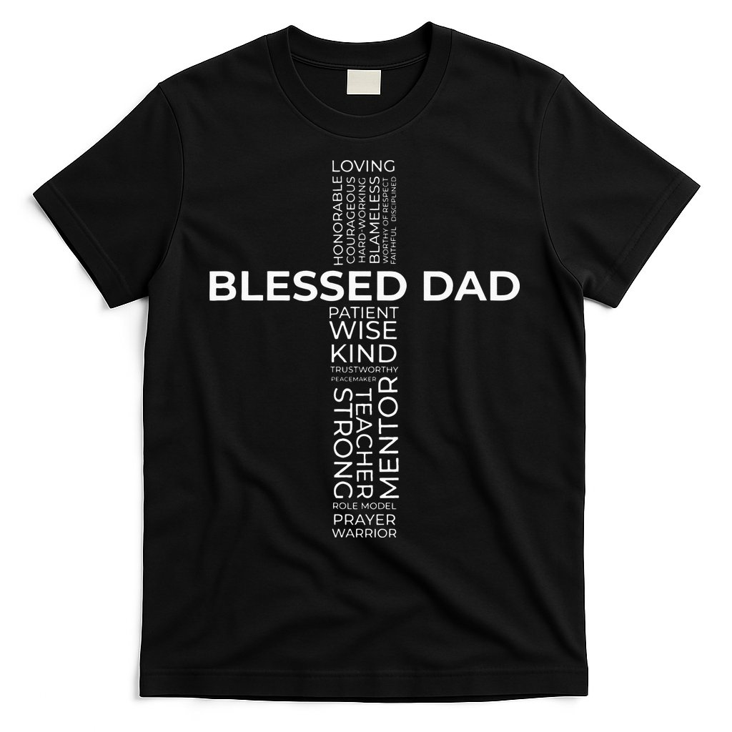 Christian Blessed Dad Cross Fathers Day T-Shirt