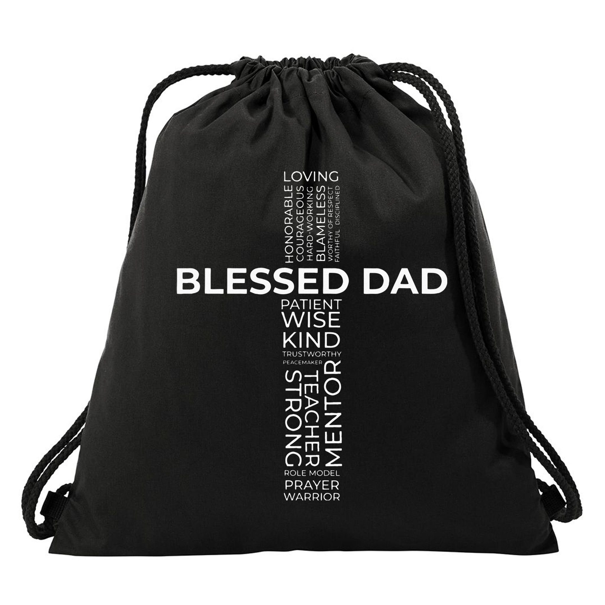 Christian Blessed Dad Cross Fathers Day Drawstring Bag